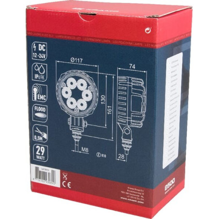 Phare de travail LED rond 29W UNIVERSEL LA10013
