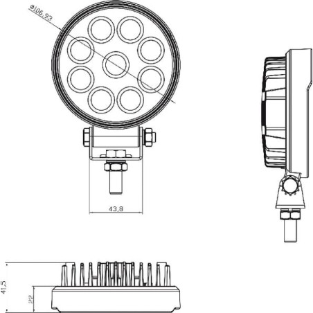 Phare de travail LED rond 27W GOPART LA15003