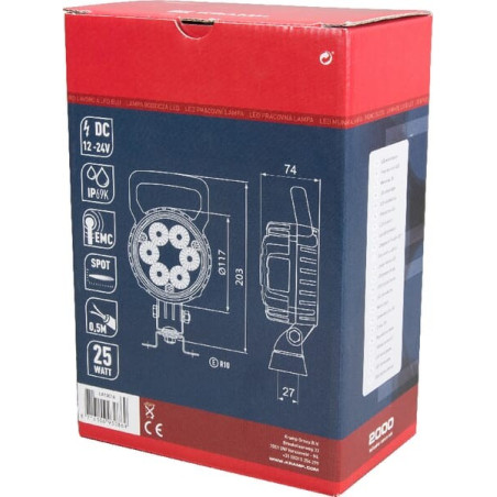 Phare de travail LED rond 25W UNIVERSEL LA10016