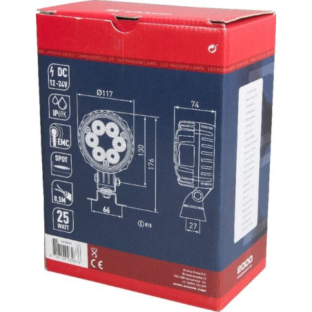 Phare de travail LED rond 25W UNIVERSEL LA10015
