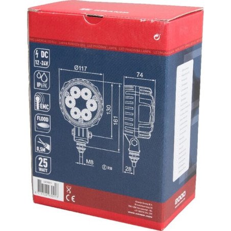 Phare de travail LED rond 25W UNIVERSEL LA10011