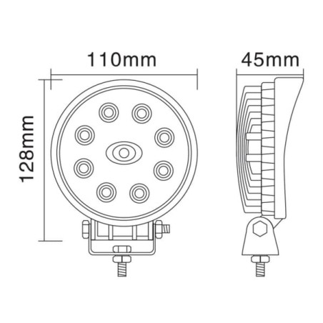 Phare de travail LED rond 24W UNIVERSEL LA10025