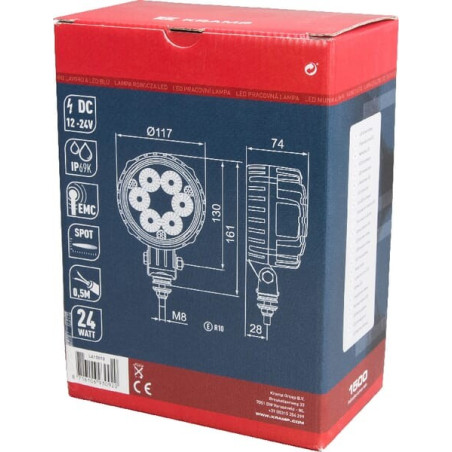 Phare de travail LED rond 24W UNIVERSEL LA10010