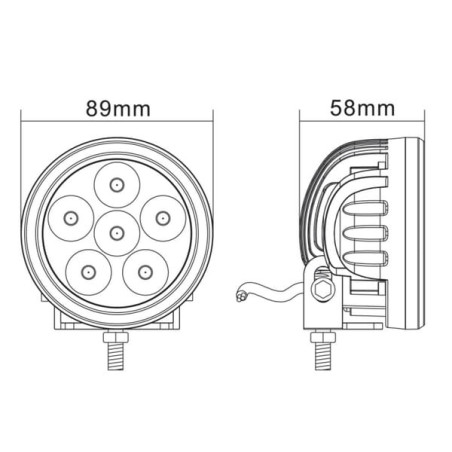 Phare de travail LED rond 18W UNIVERSEL LA10081