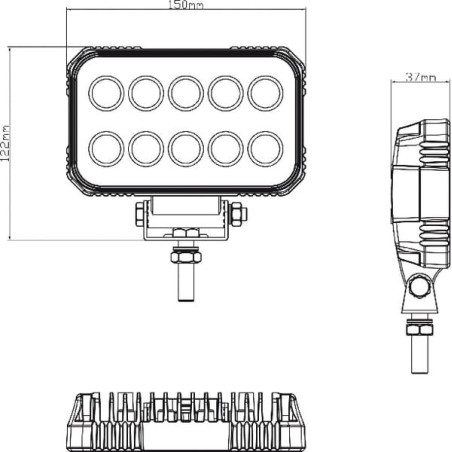 Phare de travail LED rectangle 15W UNIVERSEL LA10022