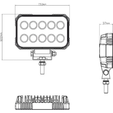 Phare de travail LED rectangle 15W UNIVERSEL LA10021