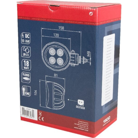 Phare de travail LED ovale 18W UNIVERSEL LA10018
