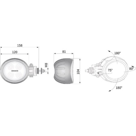Phare de travail LED ovale 18W UNIVERSEL LA10018