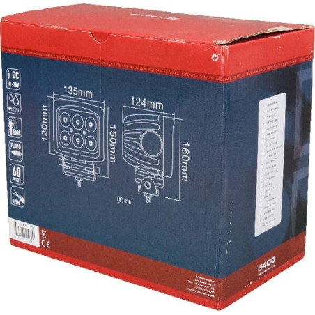 Phare de travail LED carré 60W UNIVERSEL LA10082
