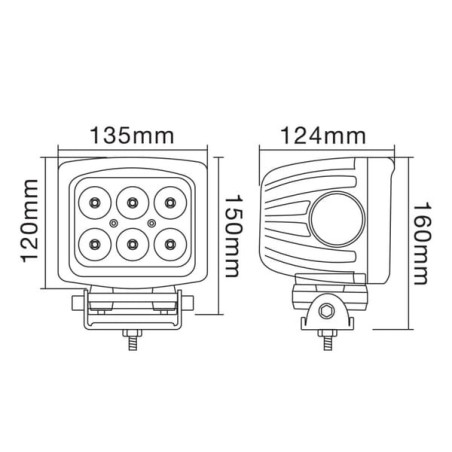 Phare de travail LED carré 60W UNIVERSEL LA10082