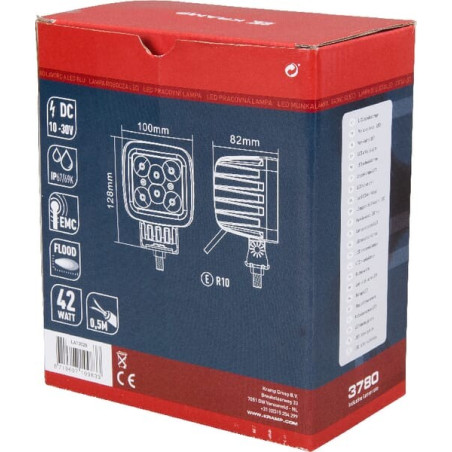 Phare de travail LED carré 42W UNIVERSEL LA10028