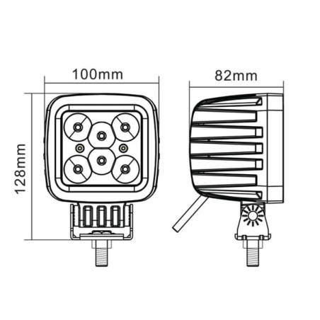 Phare de travail LED carré 42W UNIVERSEL LA10028