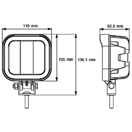 Phare de travail LED carré 40W UNIVERSEL LA22845