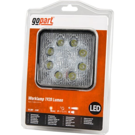 Phare de travail LED carré 24W GOPART LA15024