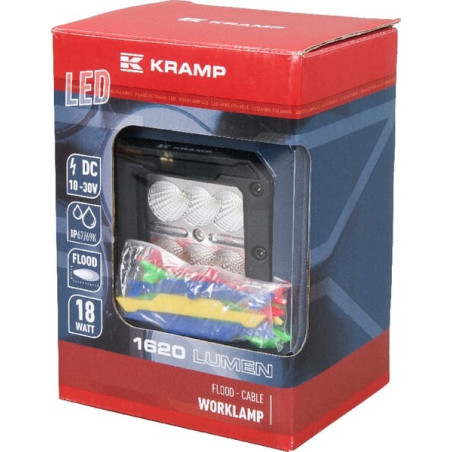 Phare de travail LED carré 18W UNIVERSEL LA10092