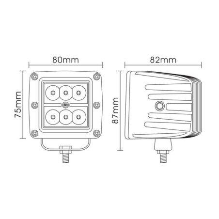 Phare de travail LED carré 18W GOPART LA15010
