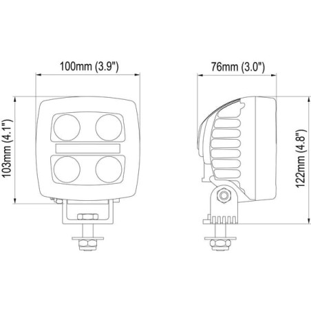 Phare de travail LED carré 17W NORDIC-LIGHTS LAN24LED