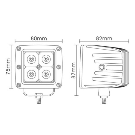Phare de travail LED carré 12W GOPART LA15007