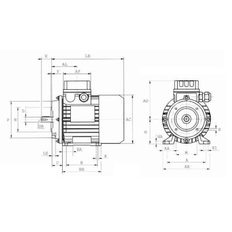 Moteur électrique 0,55 kW UNIVERSEL EM71B2B3B14300IE1A
