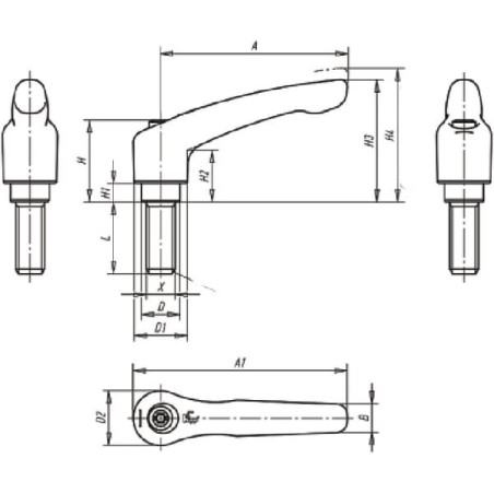 Levier de serrage M8x40 KIPP K01222081X40