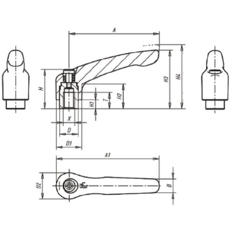Levier de serrage M6 KIPP K01221061