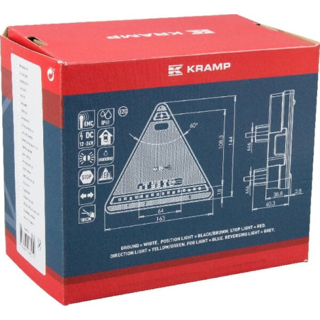 Feu arrière LED triangle gauche câblé UNIVERSEL LA40027