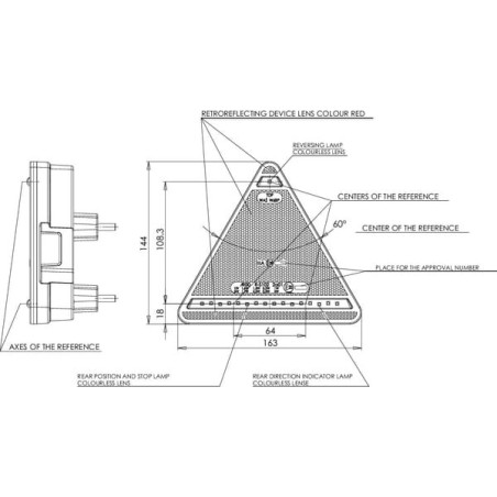 Feu arrière LED triangle droit câblé UNIVERSEL LA40049