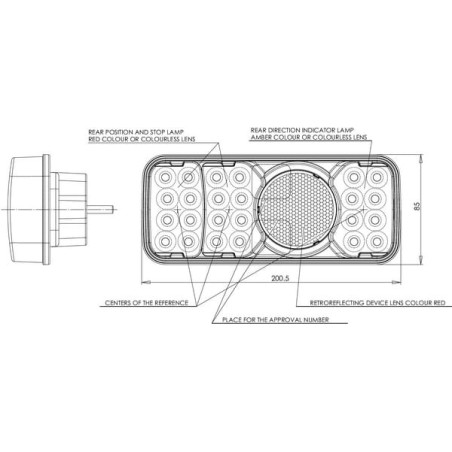 Feu arrière LED rectangle universel câblé UNIVERSEL LA40029
