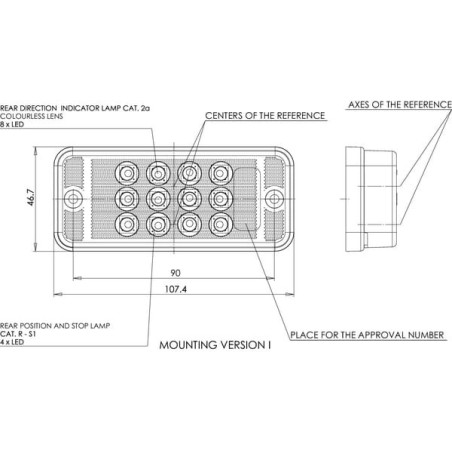 Feu arrière LED rectangle universel câblé UNIVERSEL LA40009