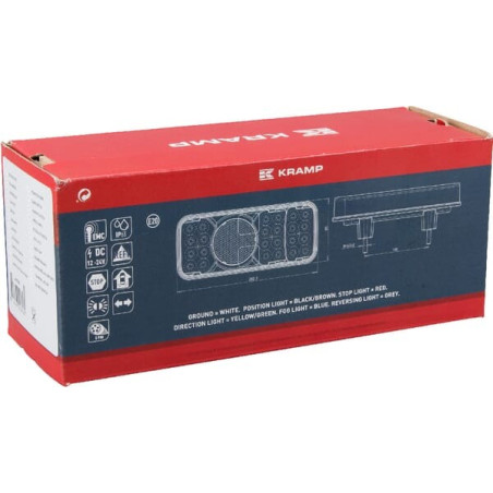 Feu arrière LED rectangle universel 5 plots UNIVERSEL LA40030