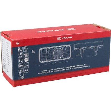 Feu arrière LED rectangle gauche câblé UNIVERSEL LA40035