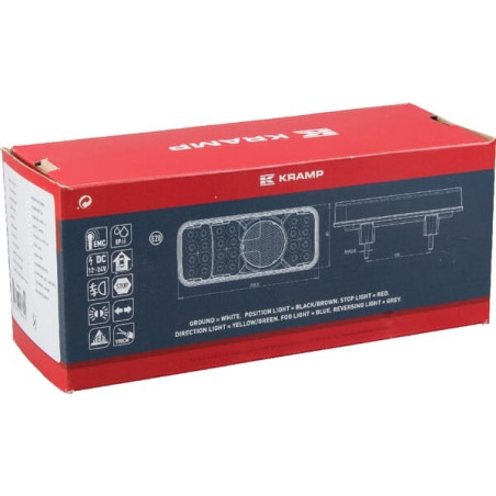 Feu arrière LED rectangle gauche câblé UNIVERSEL LA40033