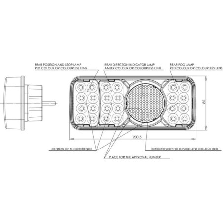 Feu arrière LED rectangle gauche câblé UNIVERSEL LA40033