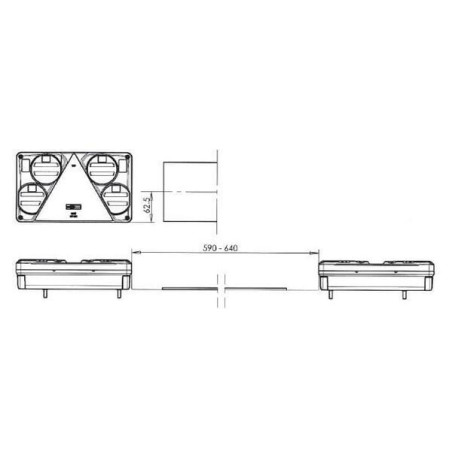 Feu arrière LED rectangle gauche câblé UNIVERSEL LA40025