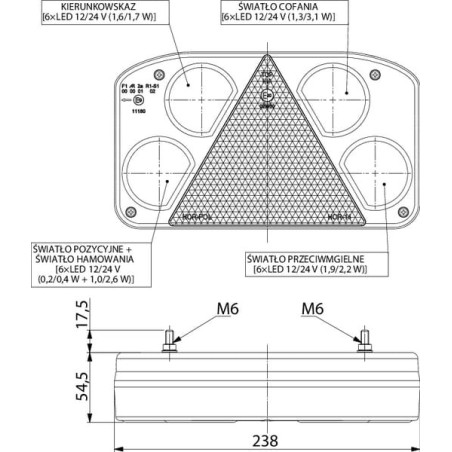 Feu arrière LED rectangle gauche câblé GOPART LA45004