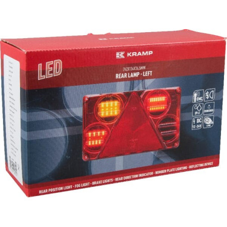Feu arrière LED rectangle gauche 5 plots UNIVERSEL LA40026