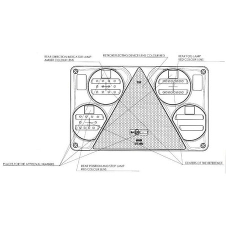 Feu arrière LED rectangle gauche 5 plots UNIVERSEL LA40026