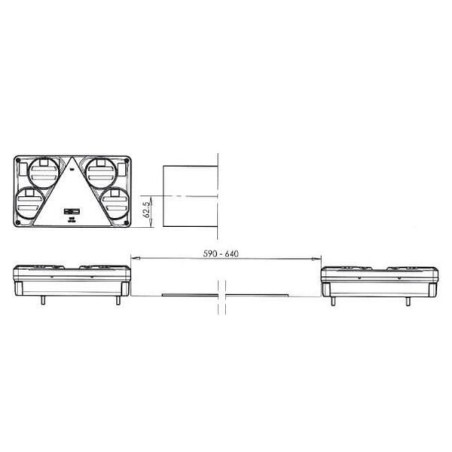 Feu arrière LED rectangle gauche 5 plots UNIVERSEL LA40026