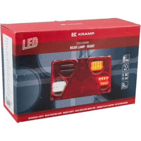 Feu arrière LED rectangle droit câblé UNIVERSEL LA40023