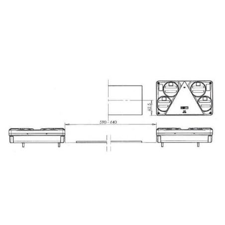 Feu arrière LED rectangle droit câblé UNIVERSEL LA40023