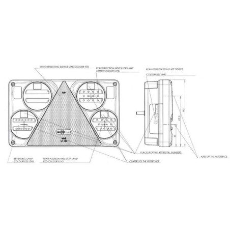 Feu arrière LED rectangle droit câblé UNIVERSEL LA40023