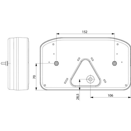 Feu arrière LED rectangle droit câblé GOPART LA45005