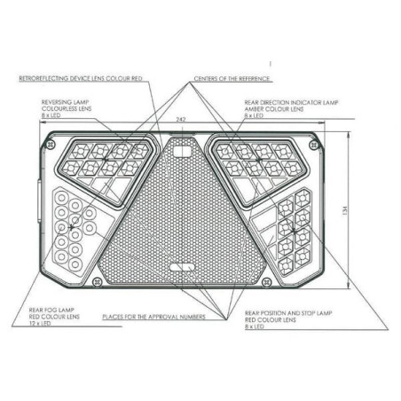 Feu arrière LED rectangle droit 7 plots UNIVERSEL LA40006