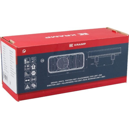 Feu arrière LED rectangle droit 5 plots UNIVERSEL LA40032