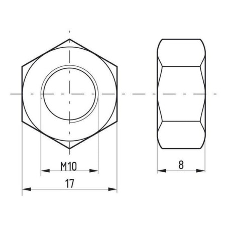 Écrou hexagonal M10x1,50 UNIVERSEL 93410B