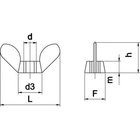 Écrou à ailettes M5 UNIVERSEL 3155RVSDINP025