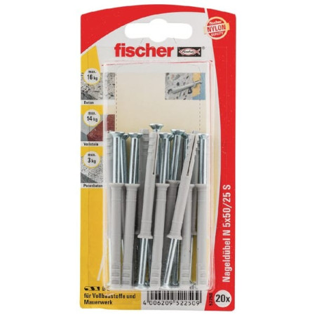 Cheville à clouer avec vis FISCHER N550ZK