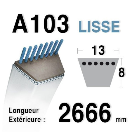 COURROIE A103 - MOTOSTANDARD 754114/90-47 - 75141 - YARDMAN - MTD 7540125A - GUTBROD