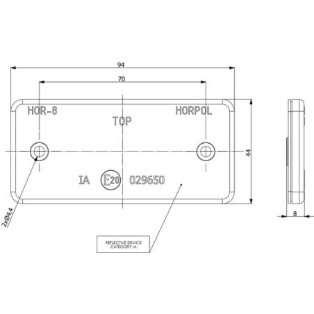Catadioptre rectangle rouge 94x44mm à visser GOPART LA75003