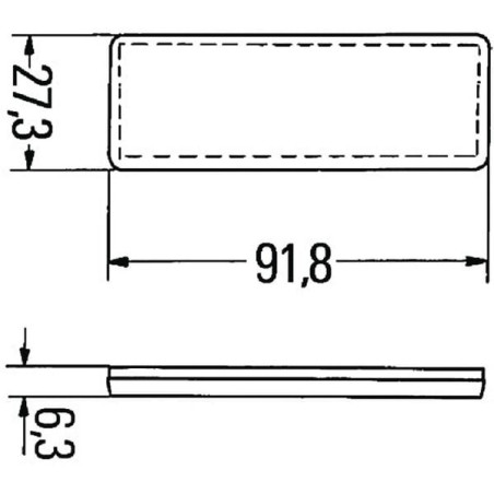 Catadioptre rectangle rouge 91,8x27,3mm autocollant HELLA 8RA342014157